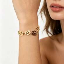 1pc Minimalist Cute Hollow Paw Print Adjustable Bracelet, Suitable For Women's Daily Wear - Bracelet - View 6