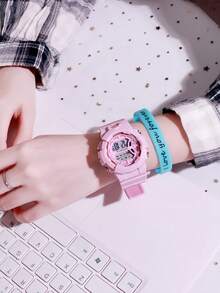 Casual Electronic Watch For Middle And High School Students, Minimalist Versatile Wristwatch And Heart Bracelet Set, Suitable As Back To School, Graduation Season, Valentine's Day Gift - Multicolor - View 8