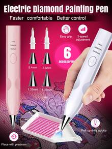 ENSSU Electric Diamond Painting Pen, Cordless Diamond Art Vacuum Pen With 4 Interchangeable Tips, No Wax Needed Vacuum Pickup For Multiple Diamond Sizes, 3 Adjustable Suction Modes, Rechargeable DIY Diamond Art Accessory And Tool, Perfect Gift For Diamond Art Enthusiasts And Beginners, Fast Paste Drill Pen Tool, Nail Art Diamond Pen Picker, Essential Crafting Aid Tool For Craft Enthusiasts, Nail Technician Supplies - A - View 3