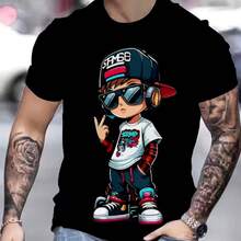 Printed T-Shirt For Men And Women - Black - View 1
