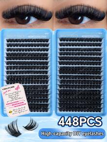 320/384/448pcs D Curl Large Capacity Individual Eyelashes,Gift For Mom,Cluster Eyelash Extensions,Soft And Natural Look,Long Lasting False Eyelashes,Lightweight Reusable Wispy Eyelashes Set Suit For Daily,Wedding,Night Party, Bridal,Cosplay Makeup. - D - View 17