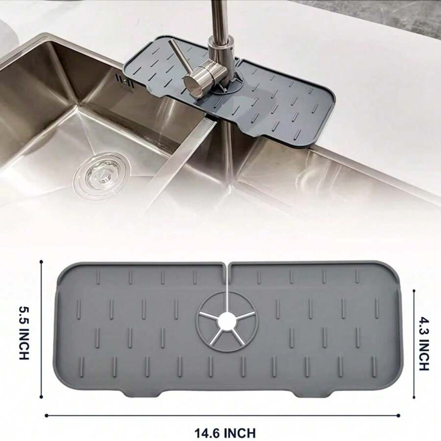 1pc Silicone Faucet Pad, Narrow Edge, Customizable Size, Non-Slip, Soft & Durable, Suitable For Kitchen Sink, Perfect Fit For Bathroom And Kitchen Sink, Ideal For Daily Home Use And Countertop Protection - Multicolor - View 1