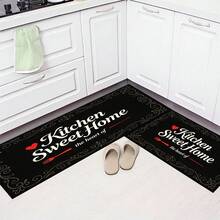 1 pieza, Decoración del hogar, Alfombra de cocina con estampado de patrón de texto, Alfombra de cocina de tierra de diatomeas, Alfombra de cocina, Alfombra de piso, Fácil de limpiar, Rectangular estampada, Adecuada para sala de estar, dormitorio, pasillo, baño, lavandería - Alfombra de poliéster, Adecuada para decoración del hogar interior y exterior - Multicolor - Ver 4