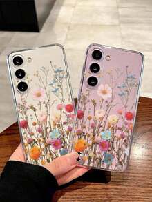 1 pieza Funda de teléfono suave y romántica con estampado floral de moda compatible con Huawei Honor, Galaxy A04e/12/A13/A14/A34/A50/A52/A53/A54/S21/S22/S23/S24/S25/S25Ultra/S25FE/S26/S26 PLUS/S26 ULTRA/S26 EDGE, 6A/7A/8A, 12T/13T/15T/15T Pro - transparente - Ver 2