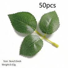 10/20/50件人造植物批發玫瑰葉裝飾，仿真綠色填充裝飾，逼真質感的植物，適用於婚禮花束/桌上中心裝飾、花園/盆栽和花藝布置 - 綠色 - 查看 8