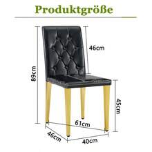 Sillas de comedor - Negro + Oro + Metal + Cuero sintético + Juego de 41 - Ver 3