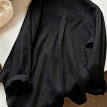 Fashion Women's Clothing Camisa blanca casual de mujer con botones delanteros y bajo curvo para primavera - Azul - Ver 8