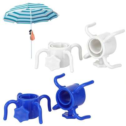 1pc Multi-Function Beach Umbrella Hanging Rack - Adjustable 4-Hole Rack, Suitable For Hanging Towels/Hats/Clothes/Camera Lens/Bags, Fits 0.75" To 1.26" Plastic Umbrella Poles, Ideal For Camping And Outdoor Adventures