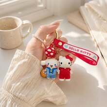 MINISO Sanrio 可愛卡通角色矽膠腕帶鑰匙圈，卡通手機吊飾包裝配件，適合日常使用、旅行、背包裝飾與手提包點綴，時尚便攜設計 - 款式2 - 查看 1