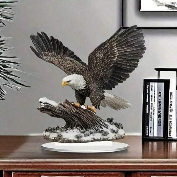 Acryl Figur Weißkopfseeadler, majestätische Adler Holzskulptur Dekoration, europäisch und amerikanisch machtvolle Heim- & Büro-Dekoration