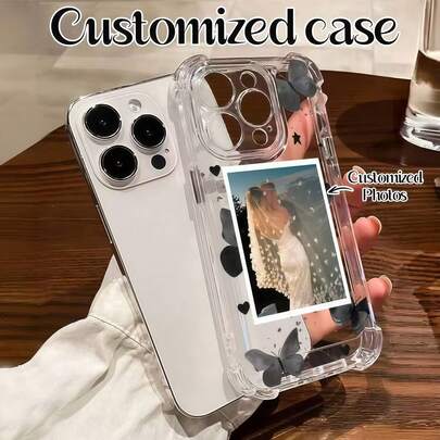 1pc Customized Transparent Square Phone Case, Personalized Font Phone Case, Floral Name Phone Case, Meets Customer's Personalized Needs! Compatible With Apple 17Air, 17promax, 11/12/13/14/15/16/PROMAX, A13/A14/A15/A53/A54/A55, S23/S23ultra/S24ultra/S24/S25, GalaxyS26/S26PLUS/S26U, Can Be Used As Gifts And Daily Use, Phone And Accessories, Seasonal Selection, Fashionable Personalized Phone Cases, Boyfriend, Girlfriend, Family, Friends, Grandparents, Couples, Anniversary, Birthday