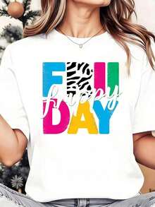 Premium Happy Full Day Colorful Graphic T-Shirt,  Casual Summer Top, Fun Printed Tee, Short Sleeves, Ideal For Gifts On Occasions Like Parties, Outings, And Sports. Limited Edition. - 白色 - 查看 7