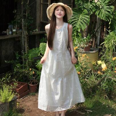 フレンチ 甘い 刺繍 レース ホルターネック キャミソールワンピース レディース 夏新作 デザイン性 ユニーク 絶品 初恋 ロング丈