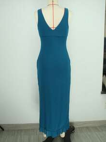 Nuevo vestido de fiesta de verano con volantes y ajustado al Body, estilo europeo y americano, vestido de noche versátil para boda y primavera - Agua verde azul - Ver 7