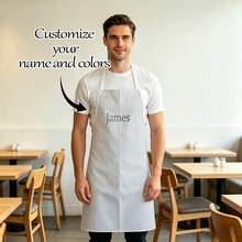 1pc Customizable Linen Kitchen Apron - Personalized Design With Photo Or Text, Multiple Sizes Available - Durable Woven Polyester Cooking Apron, Painting Apron, Barista Apron - Multicolor - View 2