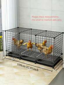 Chicken Cage With Easy-Clean Removable Tray, Secure Locking Door & Safety Wire Mesh - Easy Assembly For Ducks, Rabbits, Birds, Small Animal Enclosure - Black - View 2