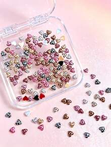 10-100pcs Y2K Leopard Print Bow & Heart Nail Charms, 3D Resin Flatback Nail Art Decoration, Cute Mini Bow Nail Studs For DIY Manicure Accessories - Multicolor - View 7