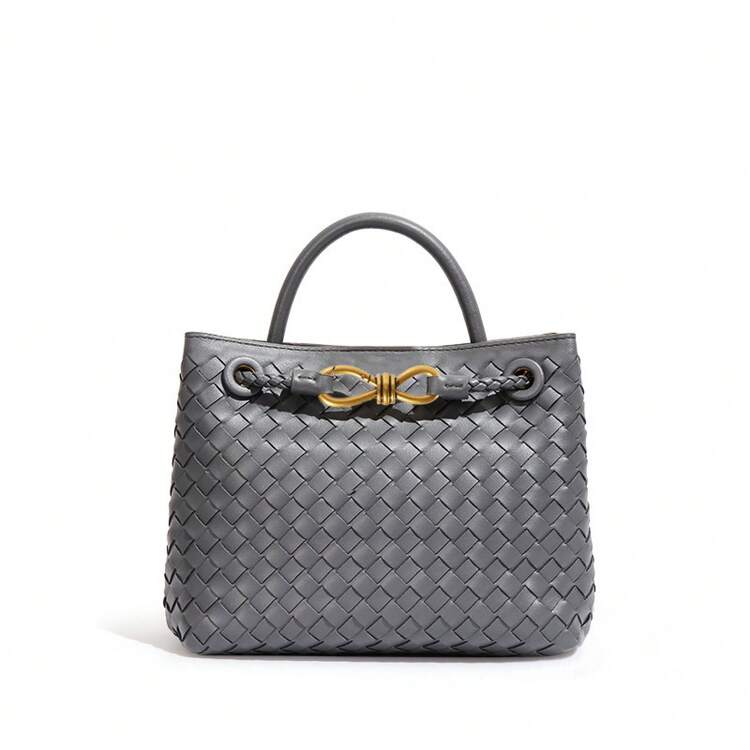 BV Bottega Bang Bang Bolso de mujer tejido a mano de cuero genuino de bolso de Andiamo Clutch Campana Bolso de mujer de cuero genuino tejido a mano BV Bottega Bang Bang,, bolso tote casual de alta gama, bolso de hombro y bandolera de moda, bolso de mujer tejido a mano, bolso de mano texturizado de . - B1747#Gris oscuro - Añade 2