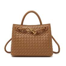 Bolso de mano de cuero genuino tejido a mano para mujer BV Bottega Bang Bang de Andiamo Clutch Campana, nuevo bolso tote con hebilla de cordón metálico tejido, bolso de mano, bolso de hombro, bolso cruzado, bolso de gran capacidad para uso diario, bolso de mano. - Palmera de nuez oscura - Ver 2