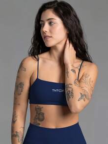 TNTOR Women's Matte Solid Color Seamless Knit Camisole Sports Bra, Removable Padding, Lifted Bustline, Yoga Sports Bra H320 Autumn Style - Navy Blue - View 3