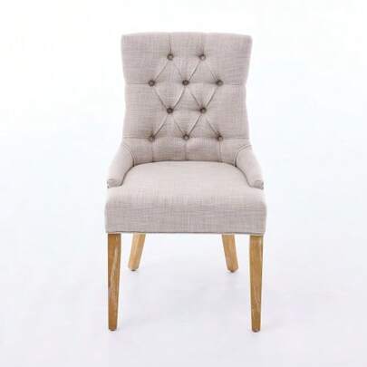 Fabric Dining Chair With Removable Legs And Decorative Nails – Self-Assembly Upholstered Chair, Modern Design, Set Of 2