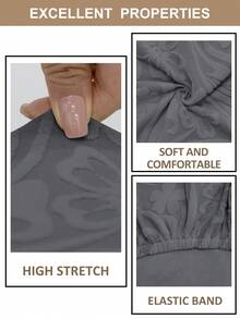 2pcs/Set (Backrest Cover + Seat Cushion Cover) Solid Color Jacquard Separate Office Chair Cover, Modern Style Elastic Polyester Separate Office Chair Cover, Suitable For Office, Study Room, Home Use, All Seasons - Grey - View 4