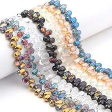 1 Strand 6*9mm Shiny Coated Teardrop Glass Beads, Approx. 95pcs, Hanging Artificial Crystal Glass Beads - Jewelry Making DIY Beads Accessories, DIY Special Bracelets, Earrings, Hair Accessories, Headwear, Pendants, Charms And Crafts - Water Drops - View 6