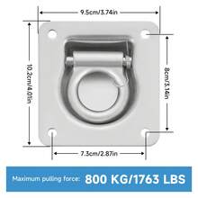 8 Pack Heavy Duty 800KG Stainless Steel Recessed D Ring Tie Down Anchors Flush Mount Cargo Securing Rings Durable Fixing Points For Truck Trailer RV Boat Cargo Loading Transportation - A - View 5