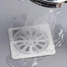 10-Pack Disposable Bathroom Drain Hair Filter, Adhesive Mesh Sink Filter, Bathroom Drain Hair And Debris Filter Sticker - White - View 4