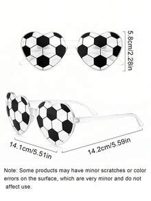 12/6/3/1 pieza Gafas sin marco con forma de corazón de fútbol, gafas de regalo para fiesta con tema de fútbol, adecuadas para fiesta con tema deportivo, aniversario, despedida de soltera, regalo de cumpleaños, carnaval, eventos divertidos o recuerdos de fiesta, fiesta en la piscina y fiesta en la playa, accesorios para fiesta de la Copa del Mundo, accesorios para fiesta con tema de fútbol - Ver 7