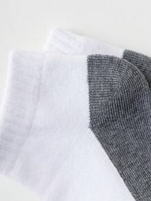 5 pares de calcetines cortos de malla de unicolor para niños, calcetines escolares para niños y niñas, calcetines para niños de color contrastante - Gris - Ver 5