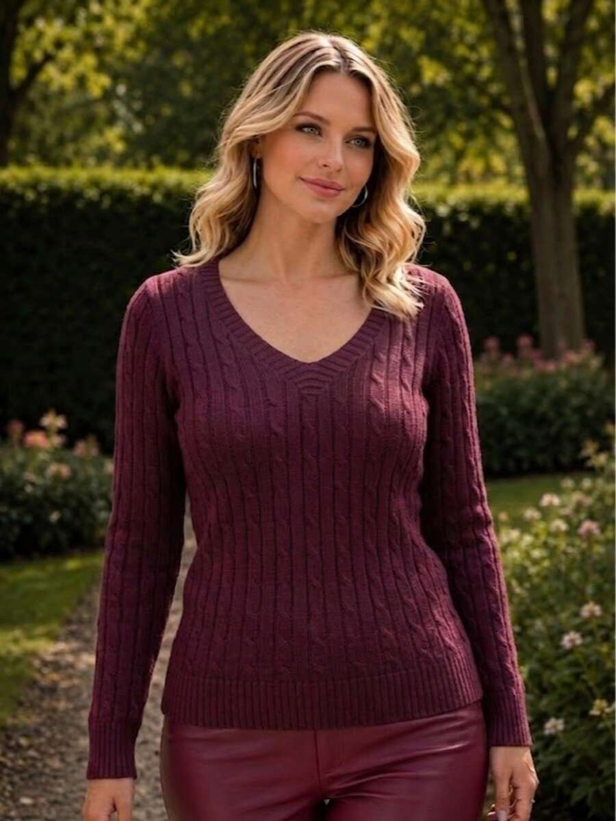 Women's Blouse Simple Casual Wool-Like Fabric Unused V-Neck Blouse Office Home Street Travel Bachelorette Party Garden Beach Night 2025 - 馬薩拉紅 - 查看 1