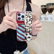 Cheetah,Leopard Print Laser Leopard Print Textured Phone Case, Suitable Compatible With Iphone 16/15/14/13/12 Pro Max/11, Fashionable Shockproof Protective Back Cover, Waterproof, Anti-Fall, Scratch-Resistant - Multicolor - View 2