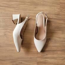 Women's Slingback Pump With 5cm Block Heel - Comfortable And Stylish - OffWhite - View 3