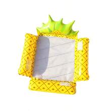 1pc Watermelon Design Foldable Water Hammock, Summer Inflatable Floating Adult Swim Mat, Perfect For Beach And Water Sports, Beach Essential, Beach Accessory - Four-tube Inflatable Float - Yellow Pineapple - View 4