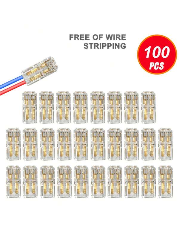 20/50/100pcs Strip-Free Interlocking Terminals, LED Quick-Connect Two-Prong Dual-Path D2 Wire Connectors, Easily Press To Connect Wires, Enables Wire Layout, DIY Design, Copper Contacts, Suitable For Home Renovation And Automotive Electronics