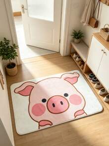 1pc Pink Pig Bathroom Mat, Bathroom Rug, Door Mat, Small Rug, Carpet, Floor Mat, Home Decor, Area Small Rug, Outdoor Mat, Home Decor, Area Rug, Bedroom Rug, Washable Carpet - Multicolor - View 3