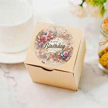 24/48/72pcs Round Floral Gold Foil Birthday Stickers,Watercolor Pink Rose Star Glitter Birthday Labels, Perfect For Birthday Celebrations,Gift Bags, Envelopes, Birthday Cards, Party Favors, Scrapbooking - View 7