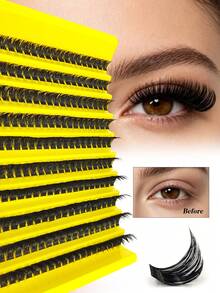 200pcs D Curl Voluminous False Eyelashes, 80D Lashes, D Curl 8-16mm Mixed Natural Eyelash Extensions, Curly Single Lashes, Thin Extension Lashes, Cartoon Style Appearance Lashes - D - View 3