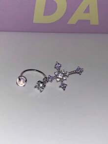 1 buah Anting Tusuk Setan Berkilau, Anting Tusuk Tulang Rawan Telinga Serbaguna Kelas Atas, Anting Tusuk Kepingan Salju, Perhiasan Telinga Biru Wanita, Anting Tusuk Kerang - Anting-anting ungu - View 2