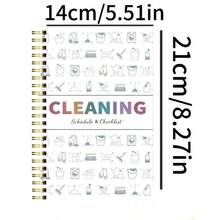 1入色標家用計畫表，螺旋裝訂清潔時程筆記本，適用於居家整理與日常任務，A5文具 - 白色清潔本 - 查看 6