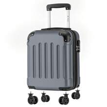 YONSLY 16 Inch Suitcase With Detachable Wheels 360° Combination Lock Double Zipper Soft Rubber Handle Trolley Travel Suitcase For Vacation - 深灰色 - 查看 1