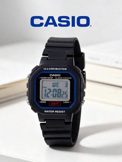  Relógio Casio Mini Feminino: Visor Digital, Pulseira de Resina Preta, Resistente à Água até 30M, Compacto e Casual, LA-20WH-1C