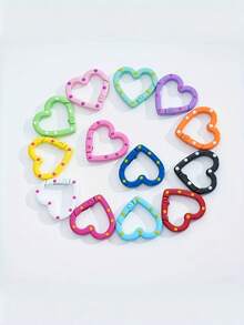 20/10 buah Gesper Cincin Hati Kartun Warna Acak yang Dapat Diatur, Cocok untuk Perhiasan, Pakaian, DIY Liburan, Aksesoris Gantungan Kunci, Lukisan Cakar Kucing - Gantungan kunci berbentuk hati - View 3
