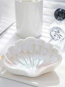 No-Drill Bathroom Countertop Soap Dish With Leaf Pattern Decoration, Plastic Soap, Toothbrush, Cosmetic Storage Rack, Modern Home Decor, Soap And Toiletries Storage Rack, Decorative Sink Accessory, Smooth Surface - Multicolor - View 3