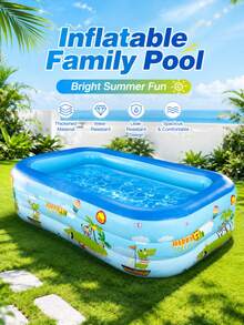 Inflatable Swimming Pool, S Size And Adult Inflatable Swimming Pool, Thickened Large Family Swimming Pool Suitable For Toddlers And Adults Outdoor Garden Backyard Summer Water Party - Multicolor - View 1