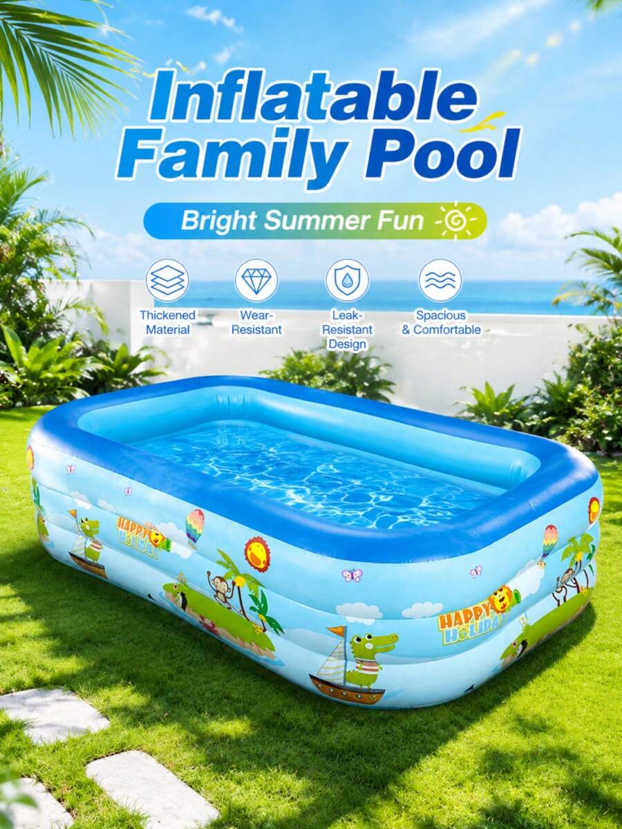 Inflatable Swimming Pool, S Size And Adult Inflatable Swimming Pool, Thickened Large Family Swimming Pool Suitable For Toddlers And Adults Outdoor Garden Backyard Summer Water Party - Multicolor - View 1