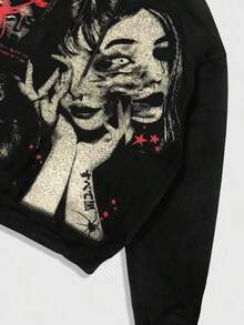 Anime Men's Minimalist Graphic Print Hoodie Sweatshirt - 黑色 4 - 查看 4