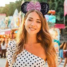 2pcs Disney Red Mouse Ear Sequin Headband, Shiny Bow Headband, Travel Essential Accessory, Girls Princess Costume Decor - Ear Headband - View 8