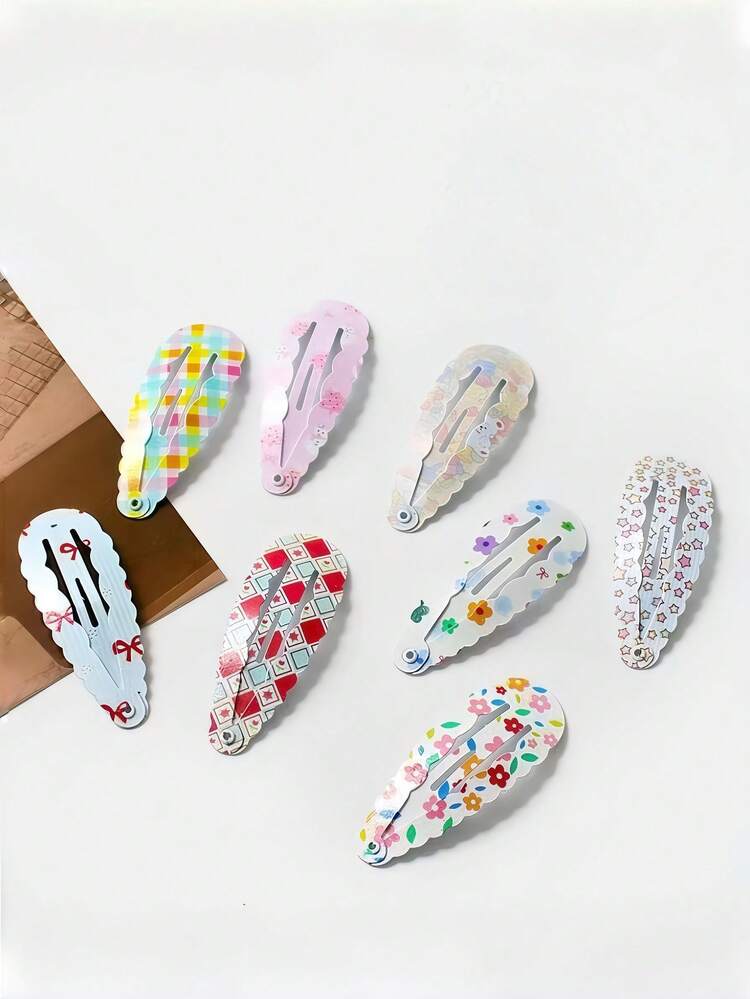 12/24/36/60pcs/Set Kawaii Macaron Print Hair Clips, Polka Dots, Floral, Plaid, Soft Colors, Rounded Edges, Y2K Hair Accessories For Women & Girls, Daily, Date, School, Vacation, Beach, Party, Holidays, Gifts, Graduation Season, Back To School - Multicolor - View 5